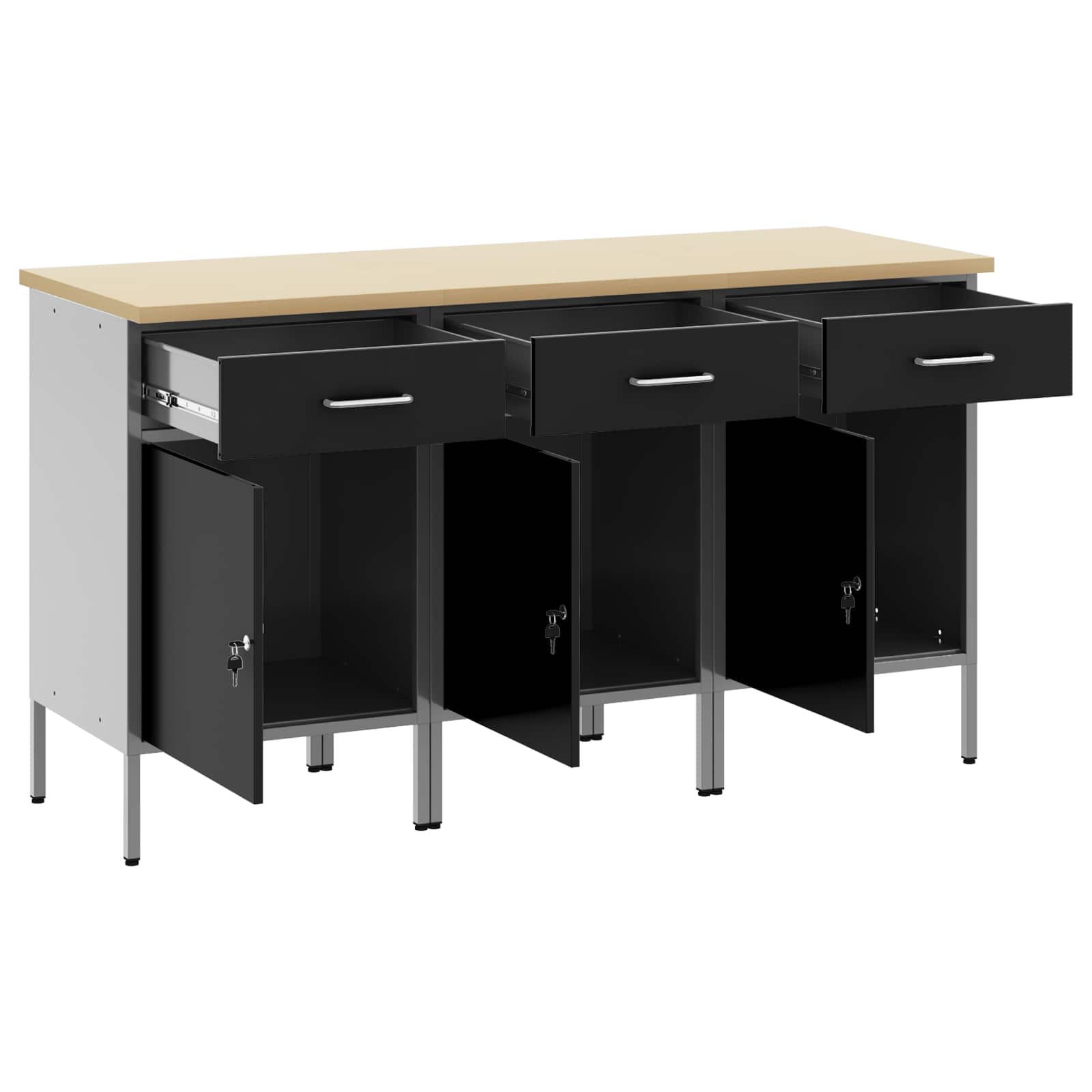 Werkbank mit Schubladen 2 pcs Rot und Grau 100 x 55 x 85 cm