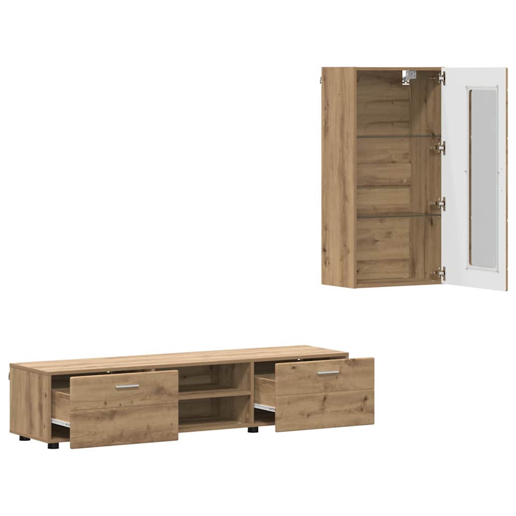 Highboard mit Regal FLORIN Weiß 60 x 35 x 182 cm Holzwerkstoff