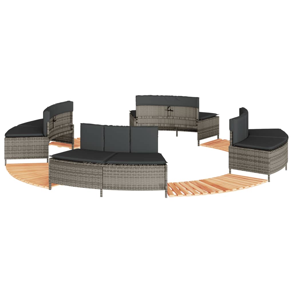 Whirlpool-Umrandung Schwarz Poly-Rattan und Massivholz Akazie