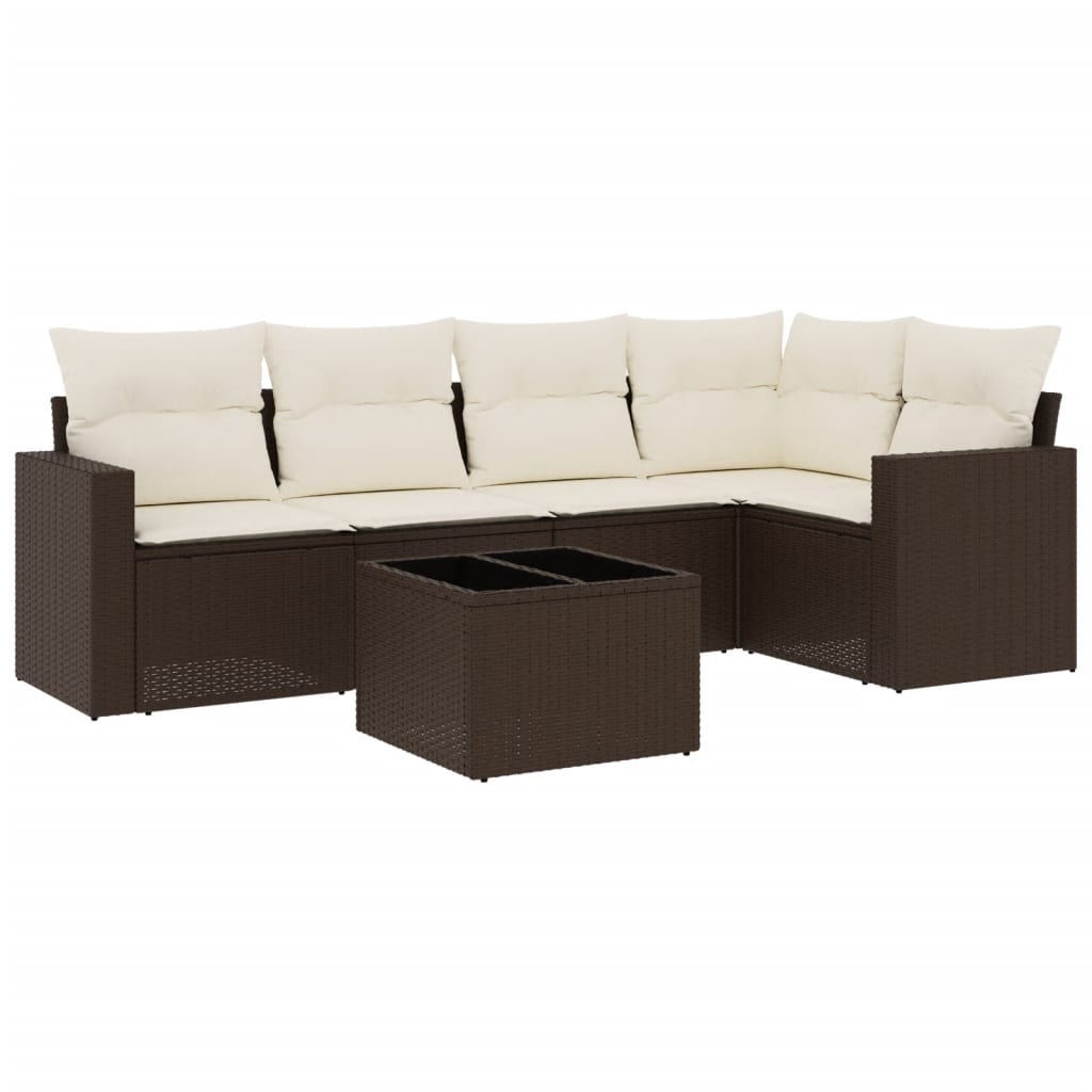 5-tlg. Garten-Sofagarnitur mit Kissen Schwarz Poly Rattan