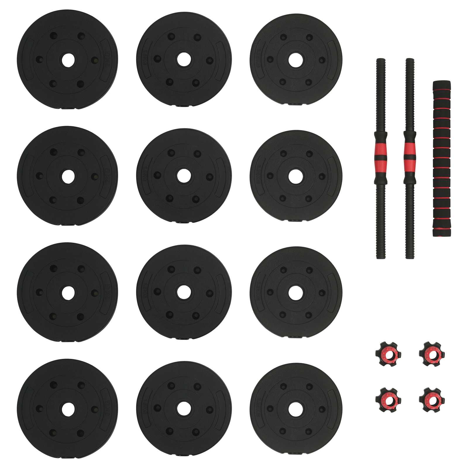 2-in-1 Hantelset 40kg Schwarz und Rot Zement und Eisensand