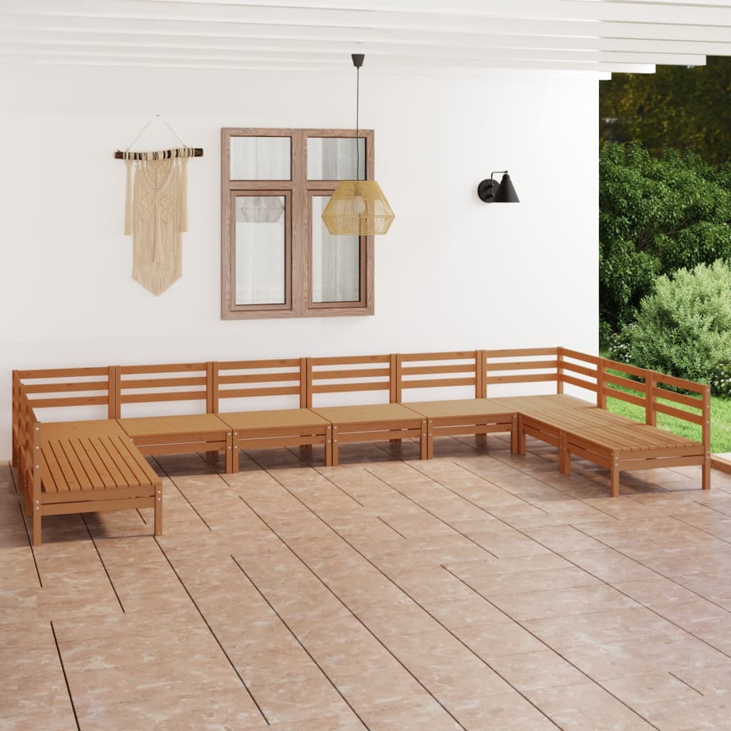 10-tlg. Garten-Lounge-Set Massivholz Kiefer