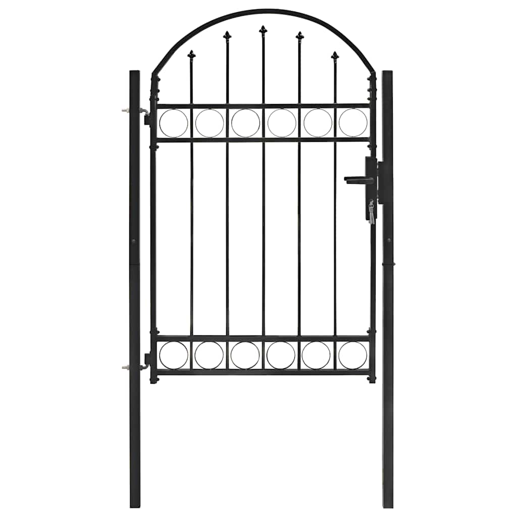 Gartentor ASSEN mit Bogenabschluss Stahl 102 x 125 cm Schwarz