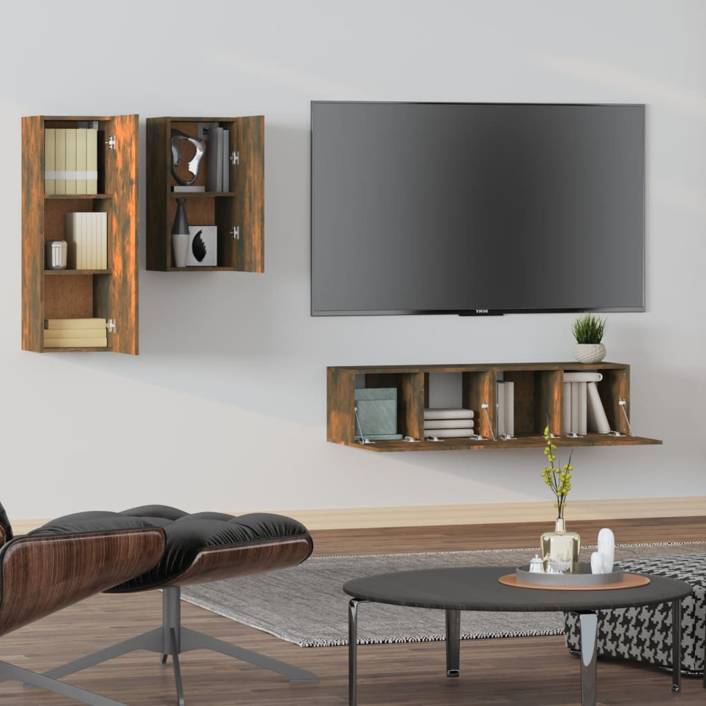 4-tlg. TV-Schrank-Set Weiß Holzwerkstoff