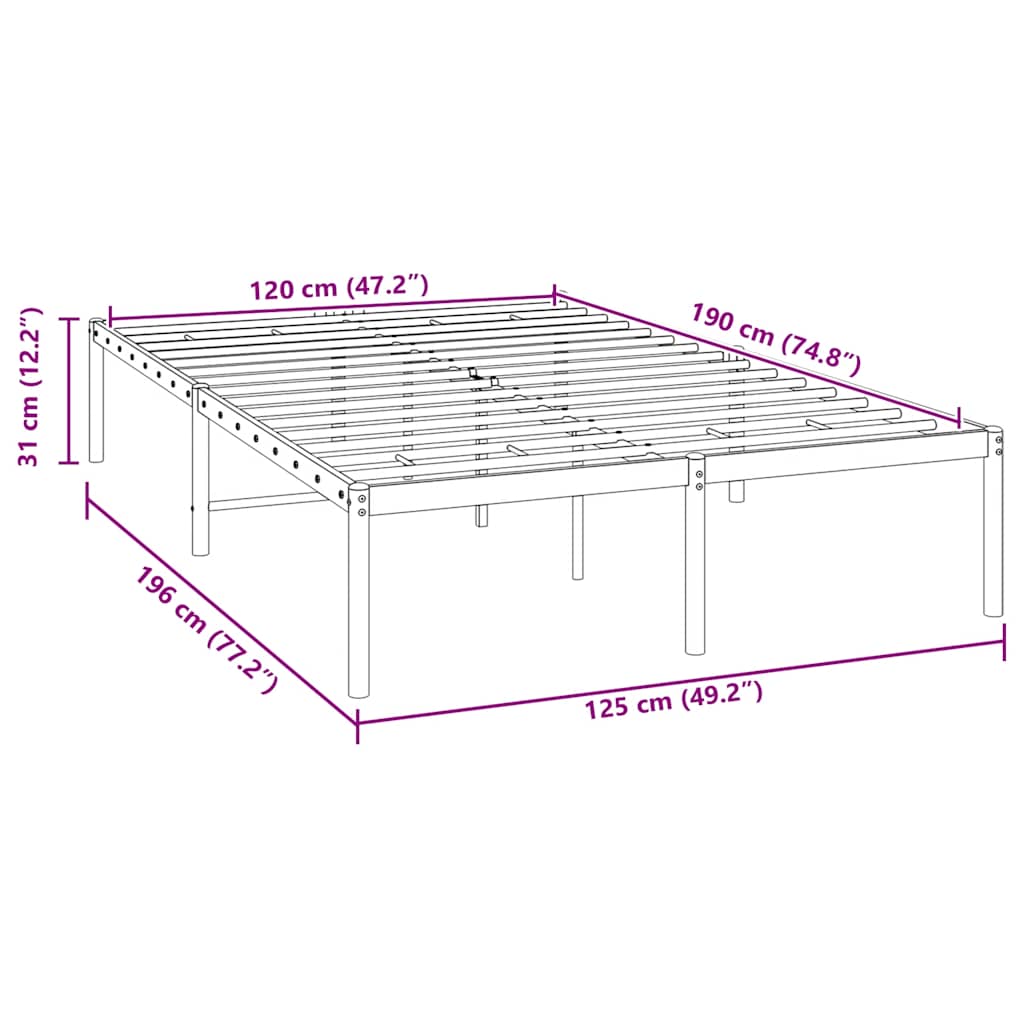 Bettgestell Metall Schwarz 75x190 cm