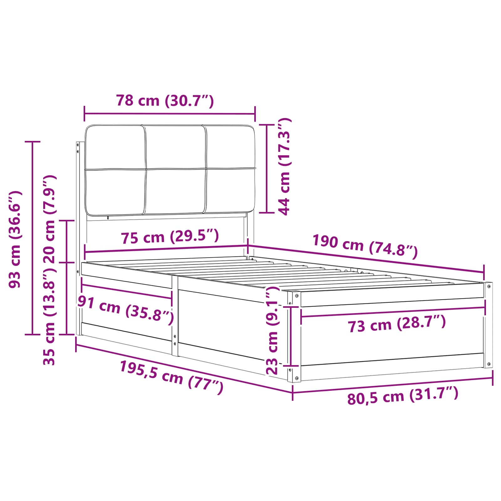 Bettgestell mit gepolstertem Kopfteil Hellgrau 200 x 200 cm