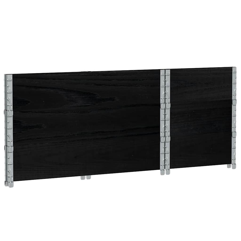 Paletten-Aufsatzrahmen Schwarz 80x60 cm Massivholz Kiefer