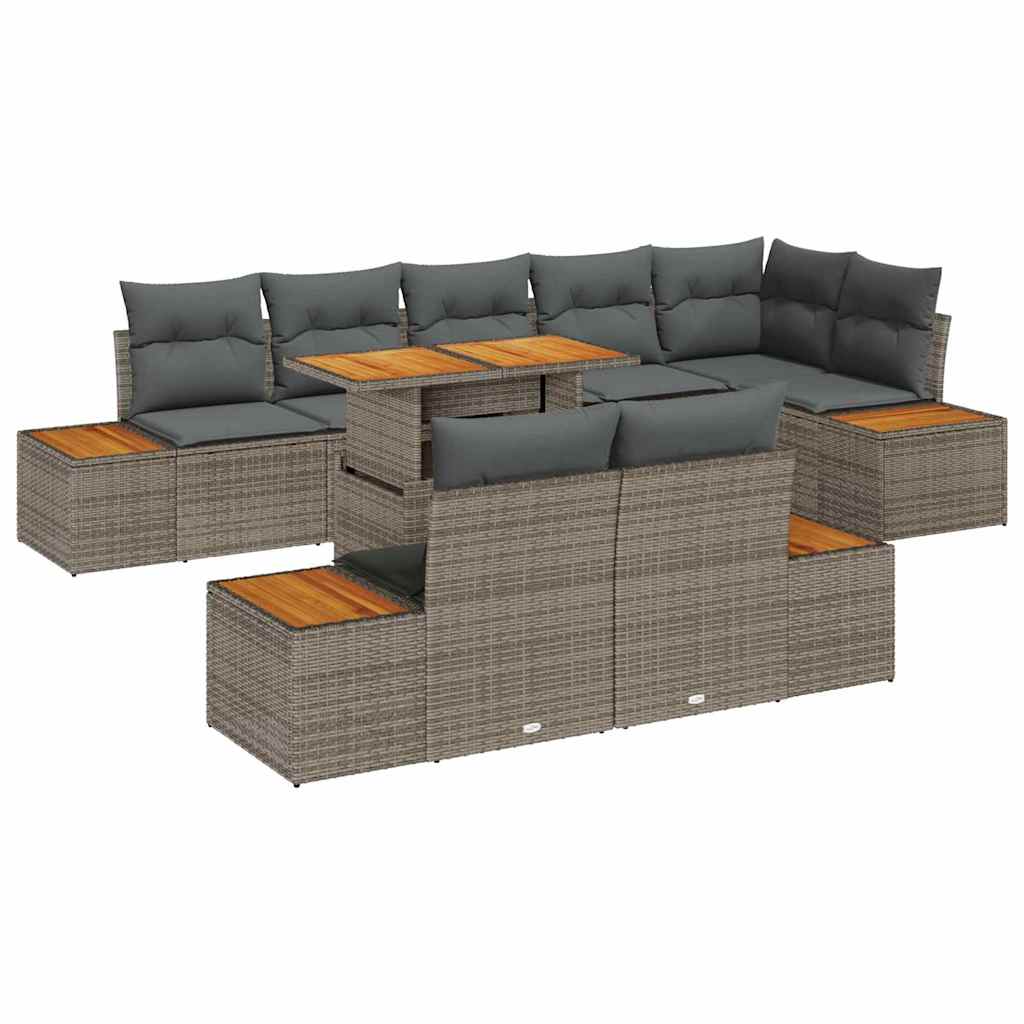 Garten Essgruppe mit Kissen 9 pcs Schwarz und Beige
