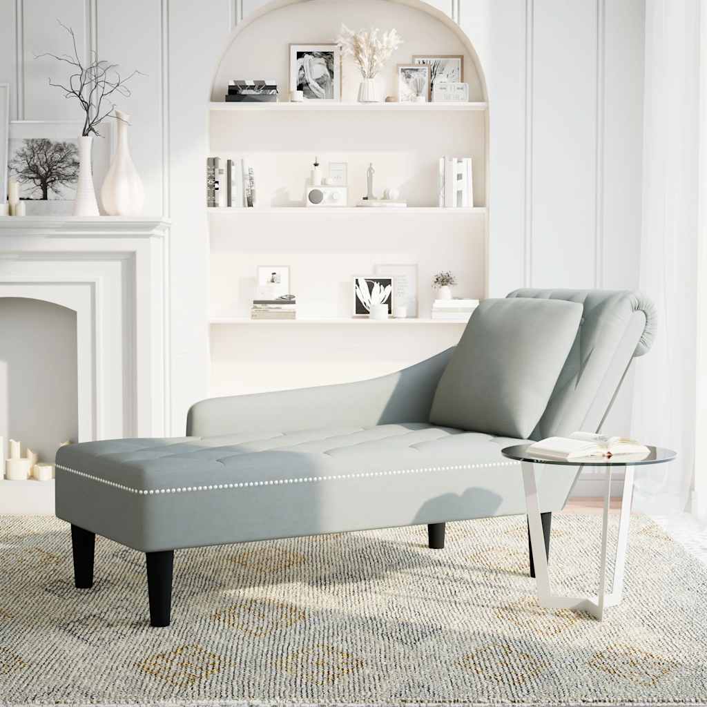 Chaiselongue mit Kissen und Rechter Armlehne Blau Samt