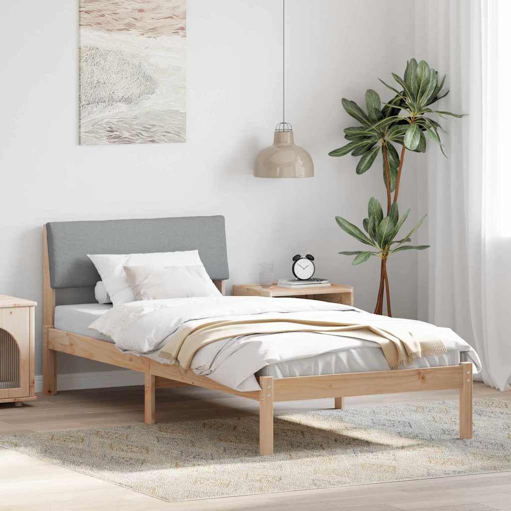 Bettgestell Braun und hellgrau 200 x 200 cm Massivholz Kiefer