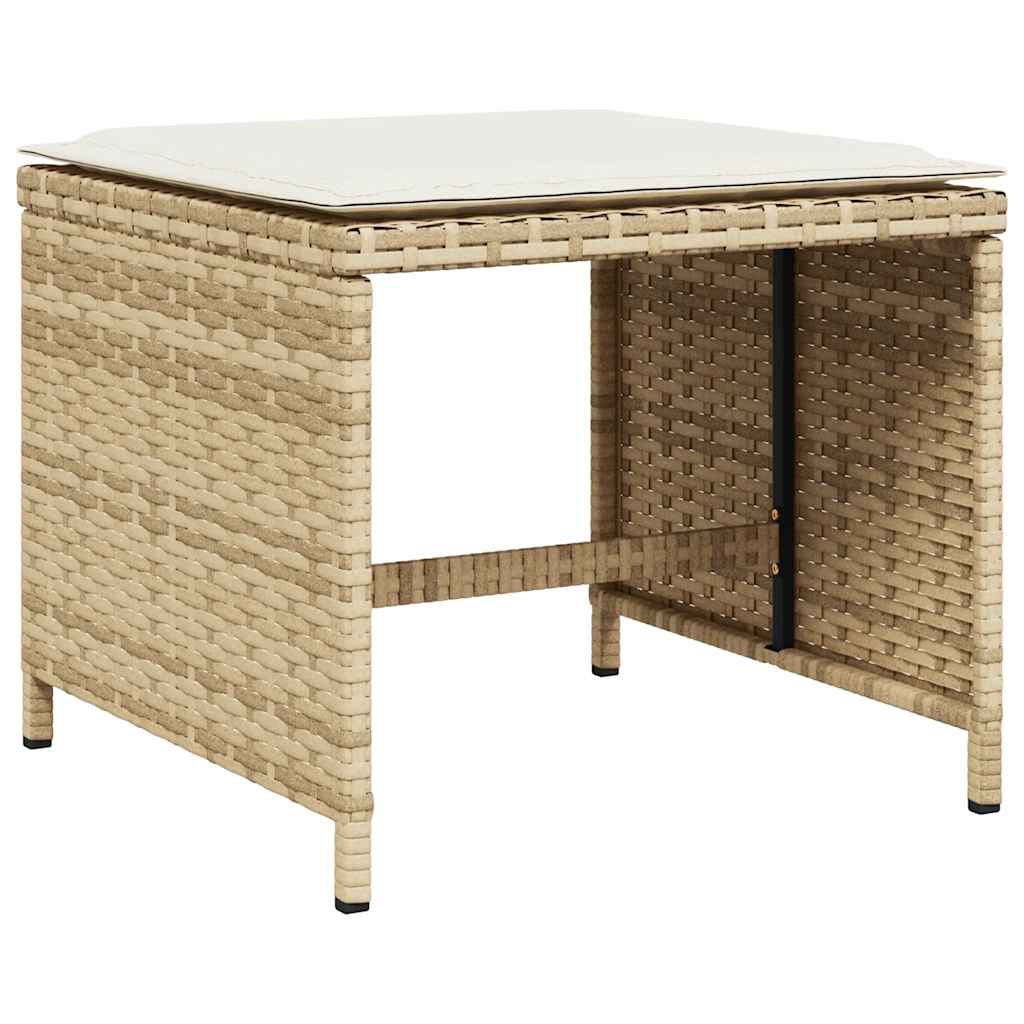 Gartenhocker mit Kissen 4 Stk. Schwarz 41x41x36 cm Poly Rattan