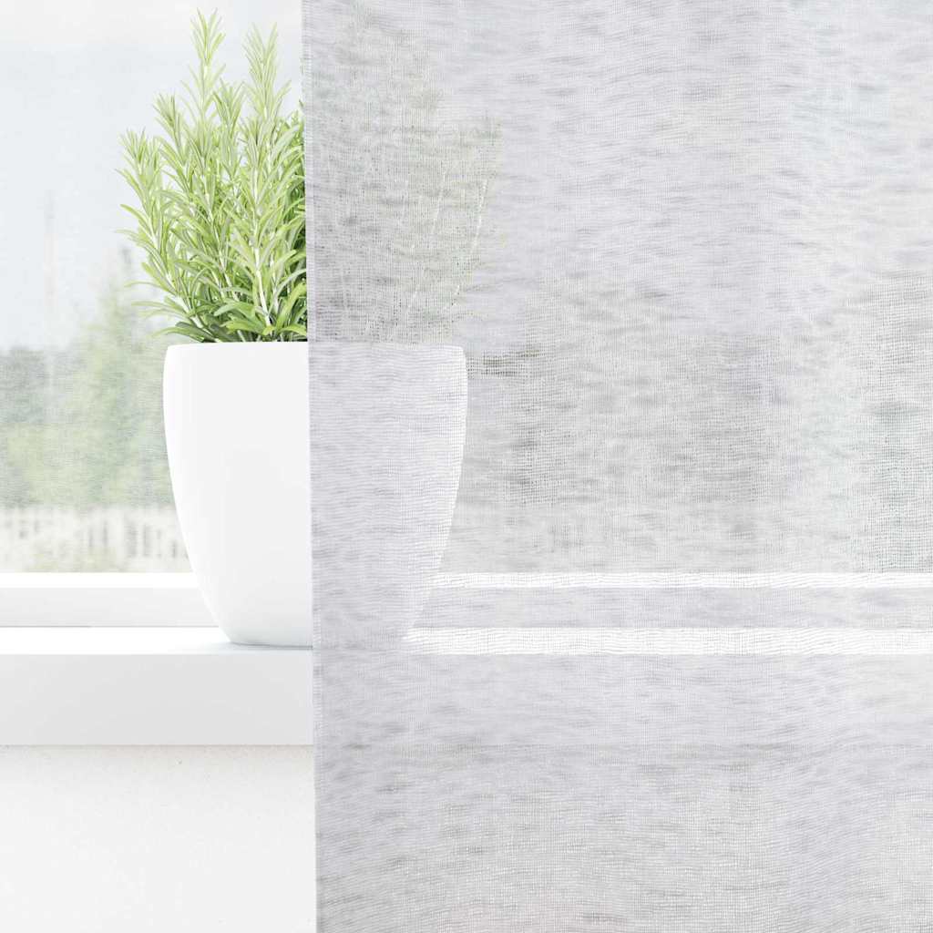 Voile-Vorhang mit Vorhängen 2 pcs Weiß 140 x 140 cm Polyester