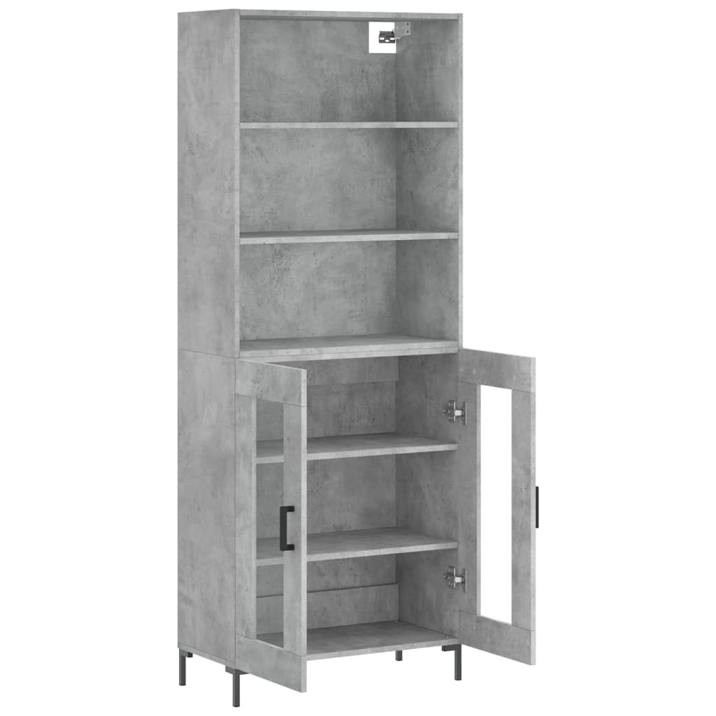 Highboard Hochglanz-Weiß 69,5x34x180 cm Holzwerkstoff