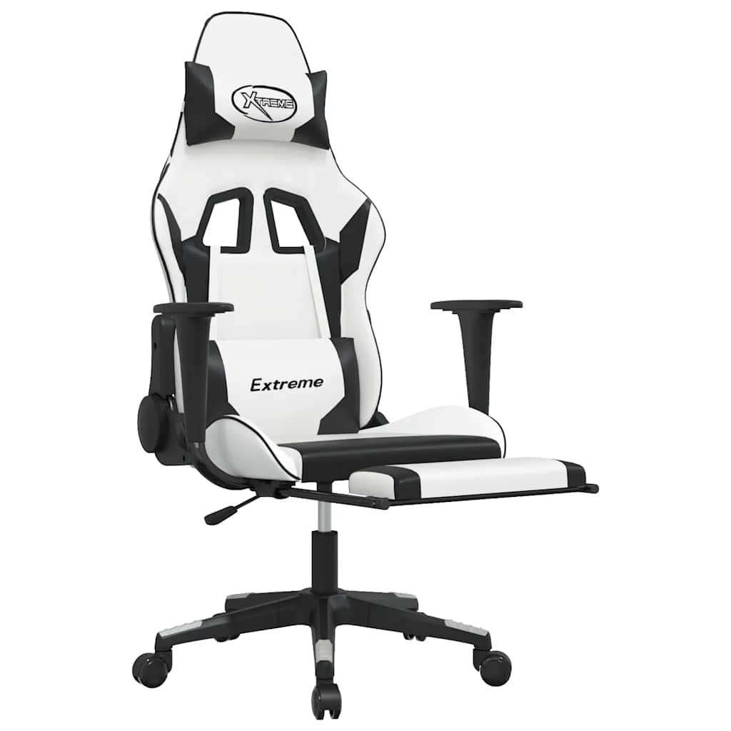 Gaming-Stuhl mit Massagefunktion Schwarz und Blau Kunstleder