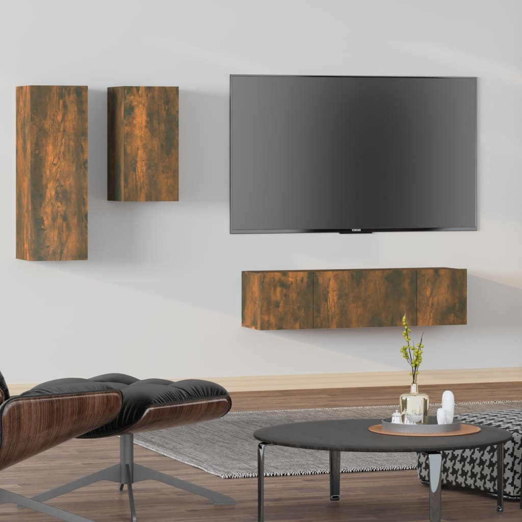4-tlg. TV-Schrank-Set Weiß Holzwerkstoff