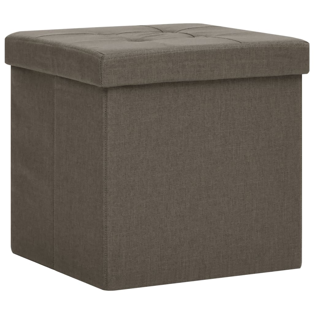 Hocker mit Stauraum Cremeweiß Leinenoptik