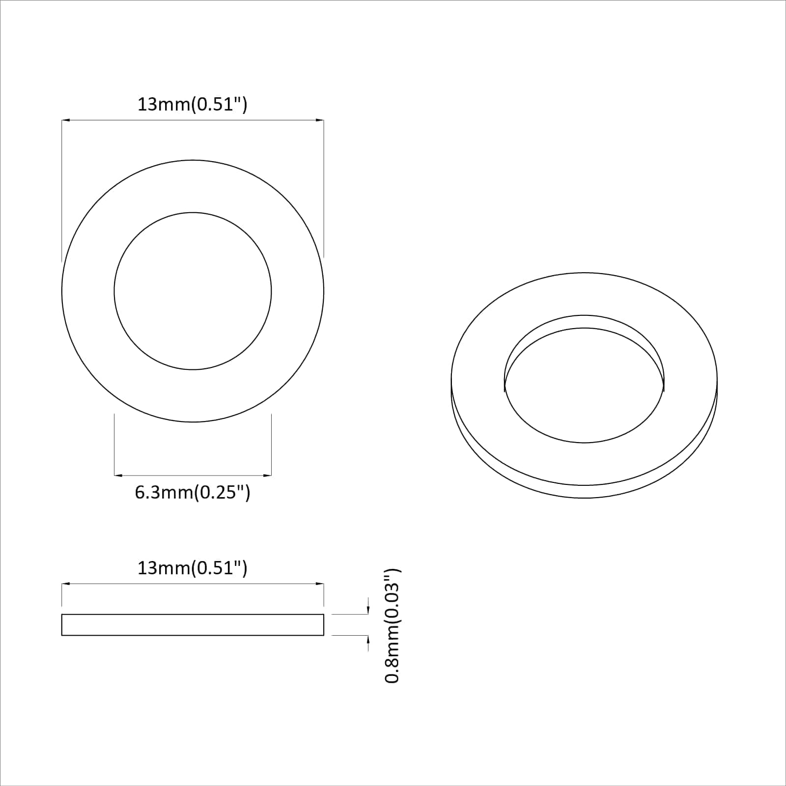 Unterlegscheiben 2 pcs Silber 10 x 10 x 0,8 mm Eisen