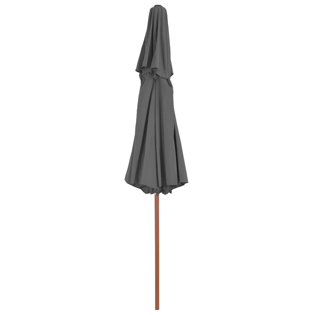 Sonnenschirm mit Doppeldach und Holz-Mast Schwarz 270 cm
