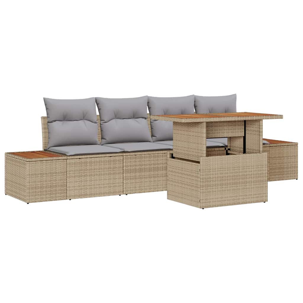 Garten Essgruppe mit Kissen 5 pcs Schwarz und Beige