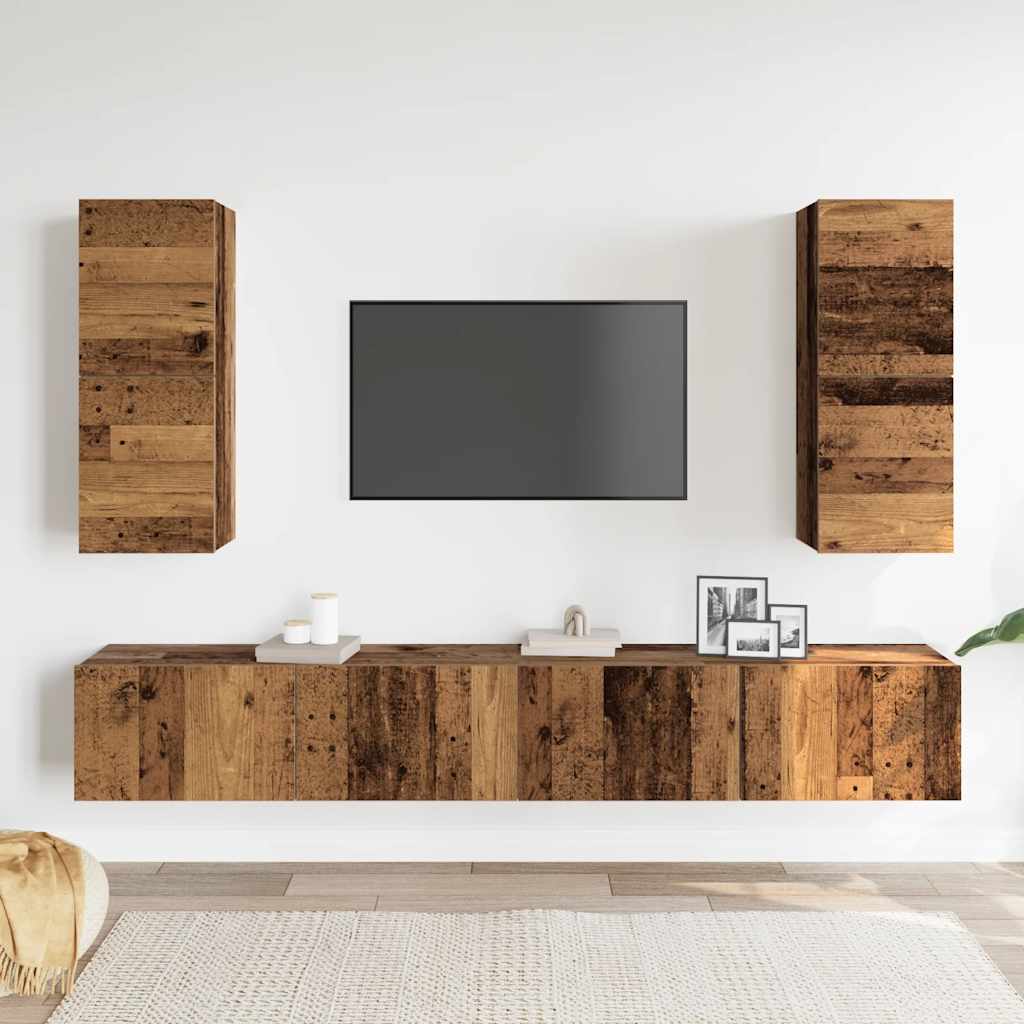 4-tlg. TV-Schrank-Set Weiß Holzwerkstoff