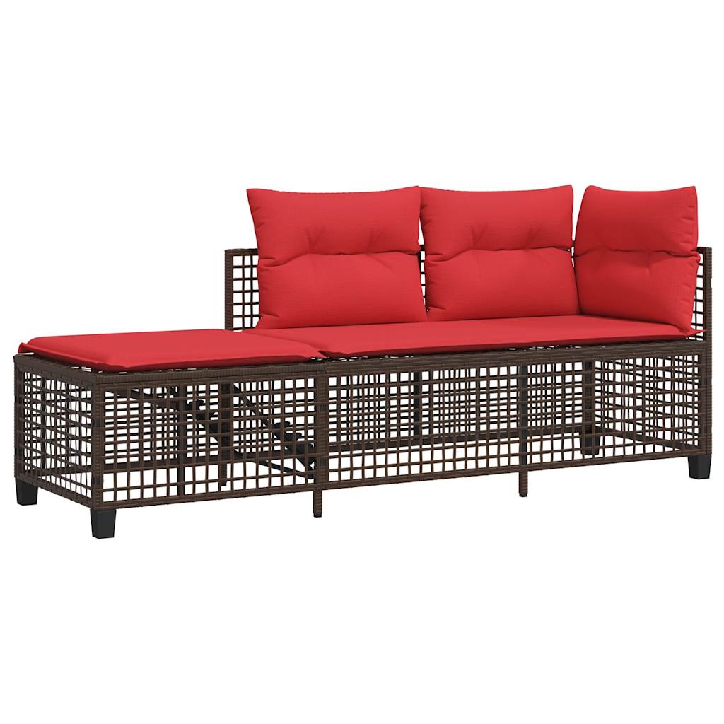 3-teiliges Ecksofa-Set für den Garten mit Kissen, grau, Polyrattan