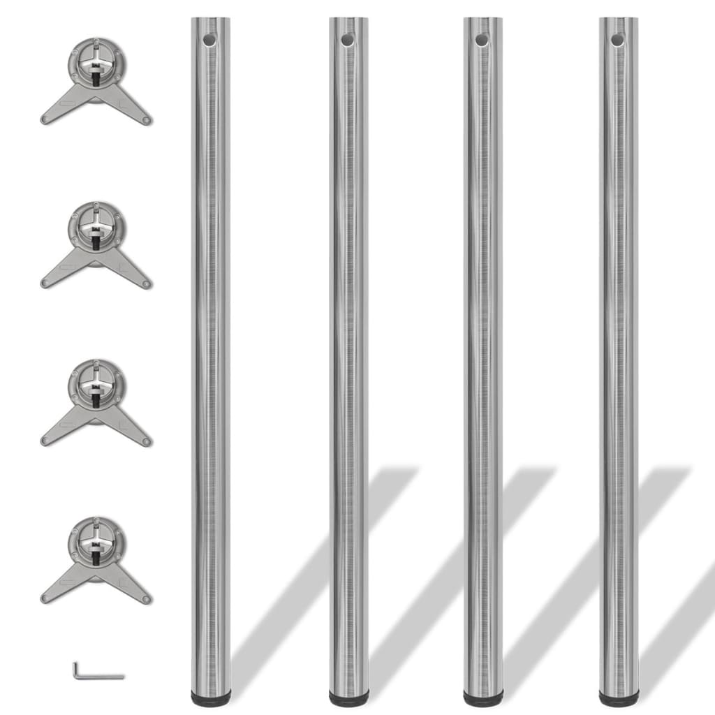 4x höhenverstellbares Tischbein Tischbeine Chrom 710 mm