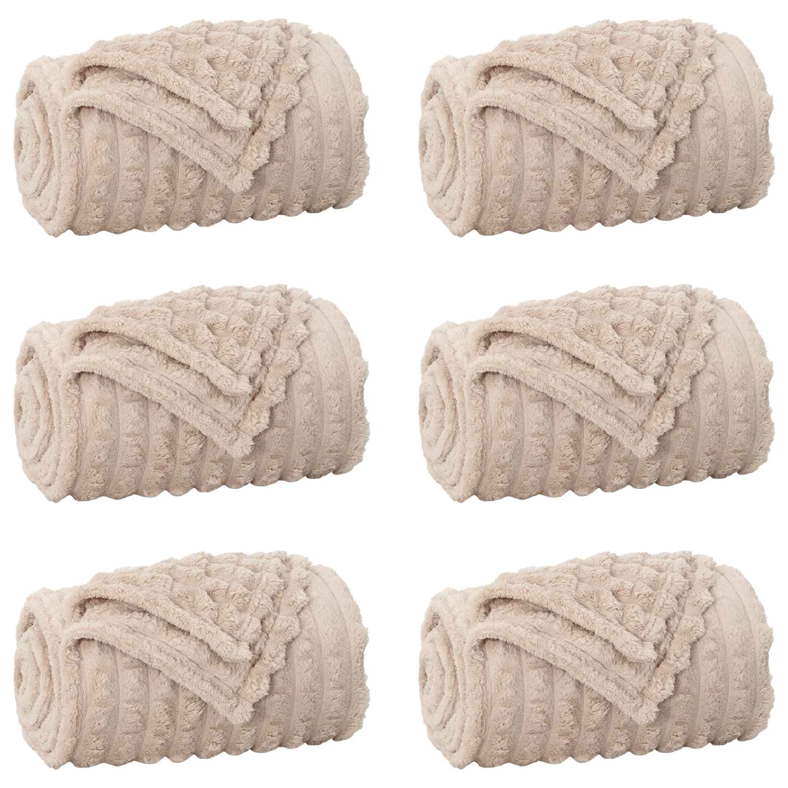 Überwurfdecke Beige 150 x 130 cm Fleece
