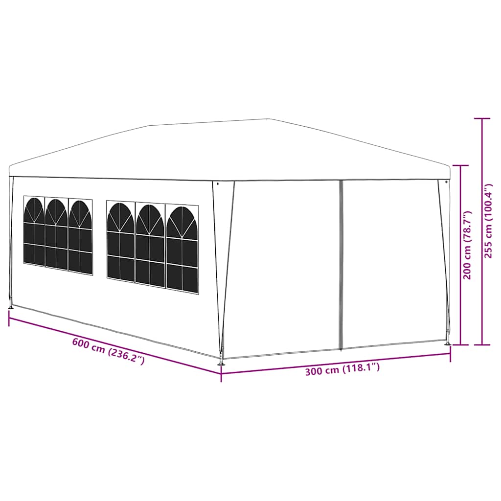 Party-Zelt 400 x 300 x 255 cm Rot PE und Stahl