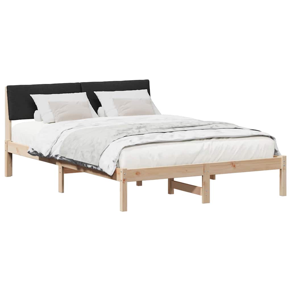 Bettgestell Braun und hellgrau 200 x 200 cm Massivholz Kiefer