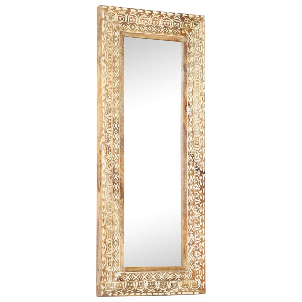Spiegel Handgeschnitzt 50x50x2,6 cm Massivholz Mango