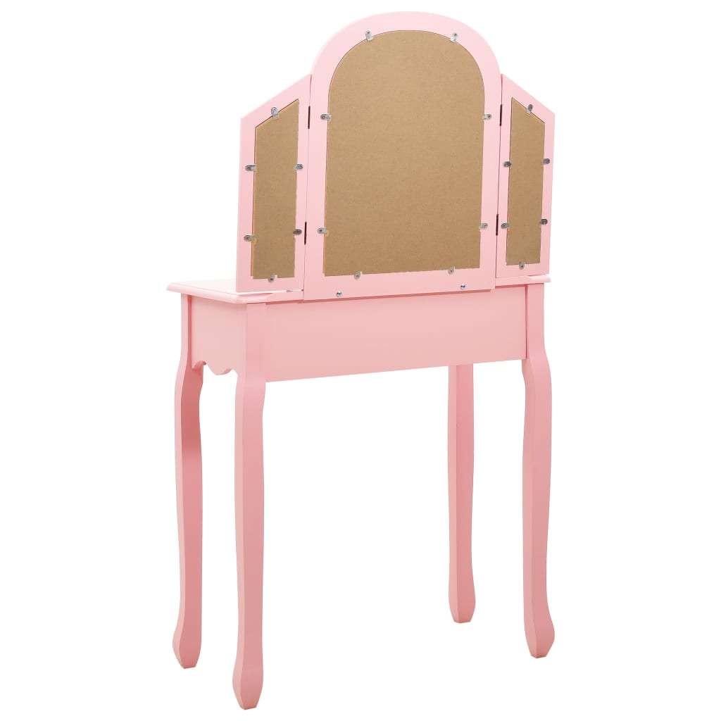 Schminktisch mit Hocker Weiß 65x36x128 cm Paulownia-Holz MDF