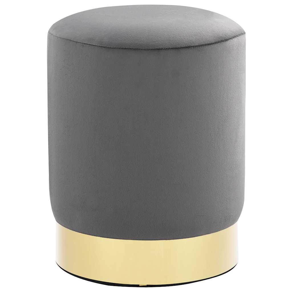 Hocker Dunkelgrün und Golden Samt 28 x 36 cm