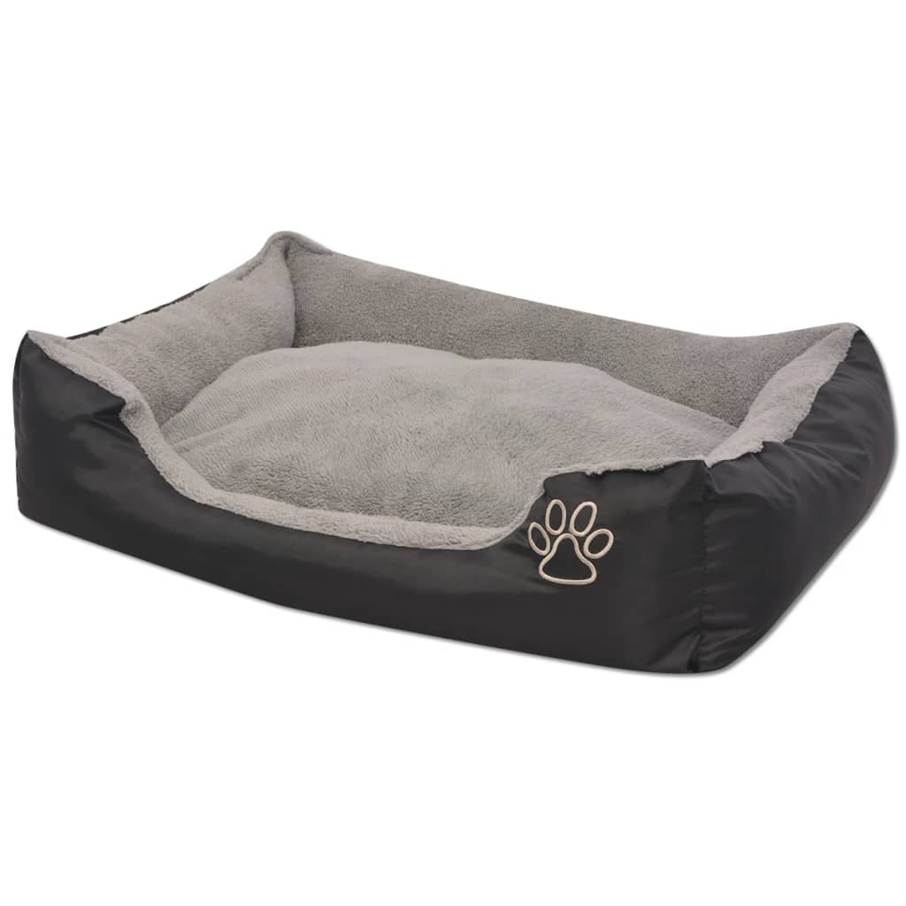 Hundebett mit gepolstertem Kissen Größe M Grau
