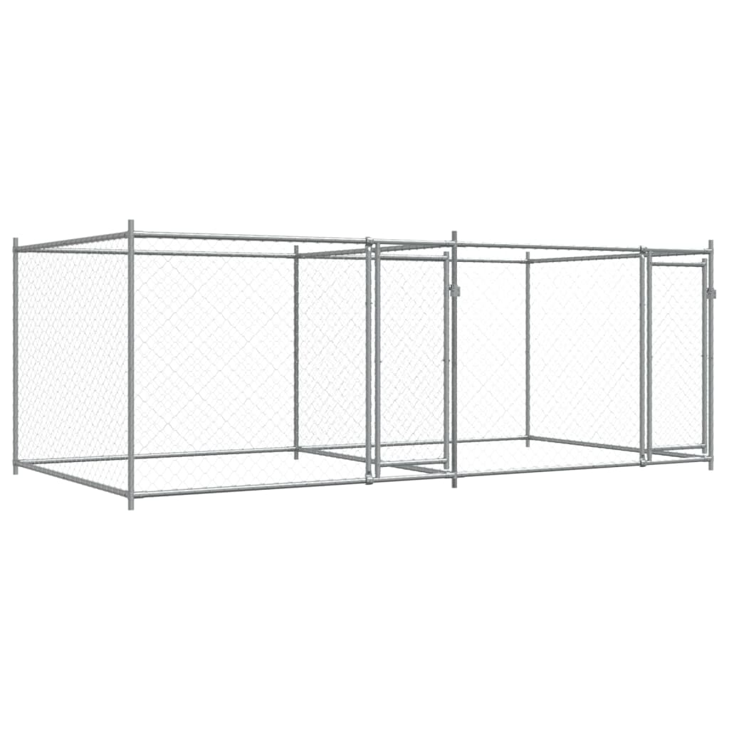 Hundezwinger mit Tür Grau 2x2x1,5 m Verzinkter Stahl