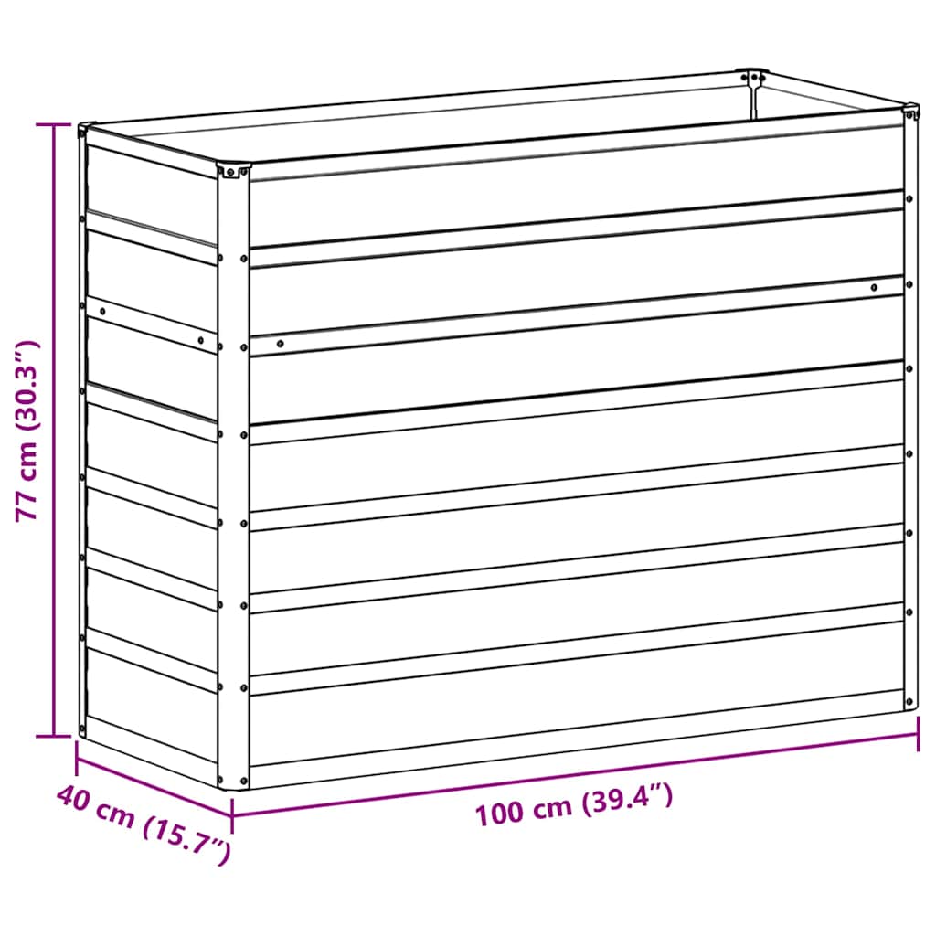 Hochbeet Hellbraun 100 x 100 x 77 cm Verzinkter Stahl