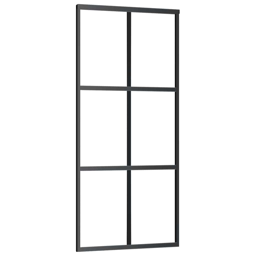 Schiebetür 3-teilig ESG-Glas und Aluminium 76x205 cm Schwarz
