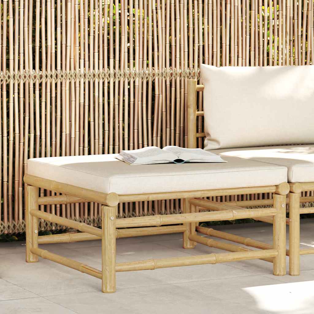 3-tlg. Garten-Lounge-Set mit Kissen Bambus