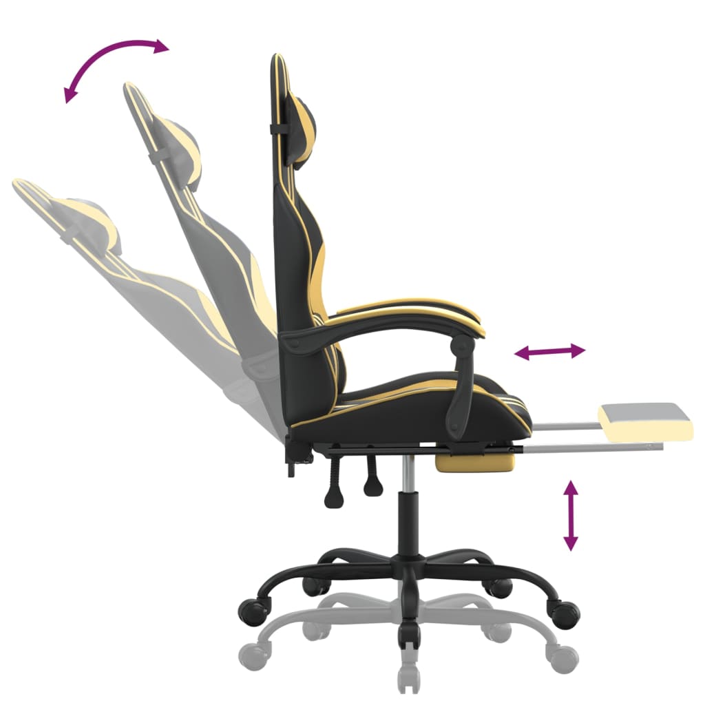 Gaming-Stuhl Drehbar Schwarz und Blau Kunstleder