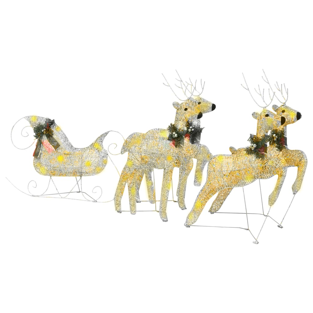 Weihnachtsdeko Rentier & Schlitten 60 LEDs Outdoor Golden