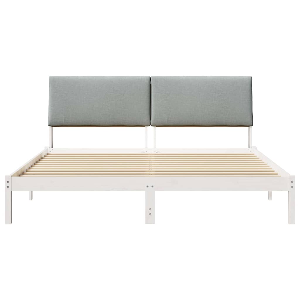 Bettgestell Braun und hellgrau 200 x 200 cm Massivholz Kiefer