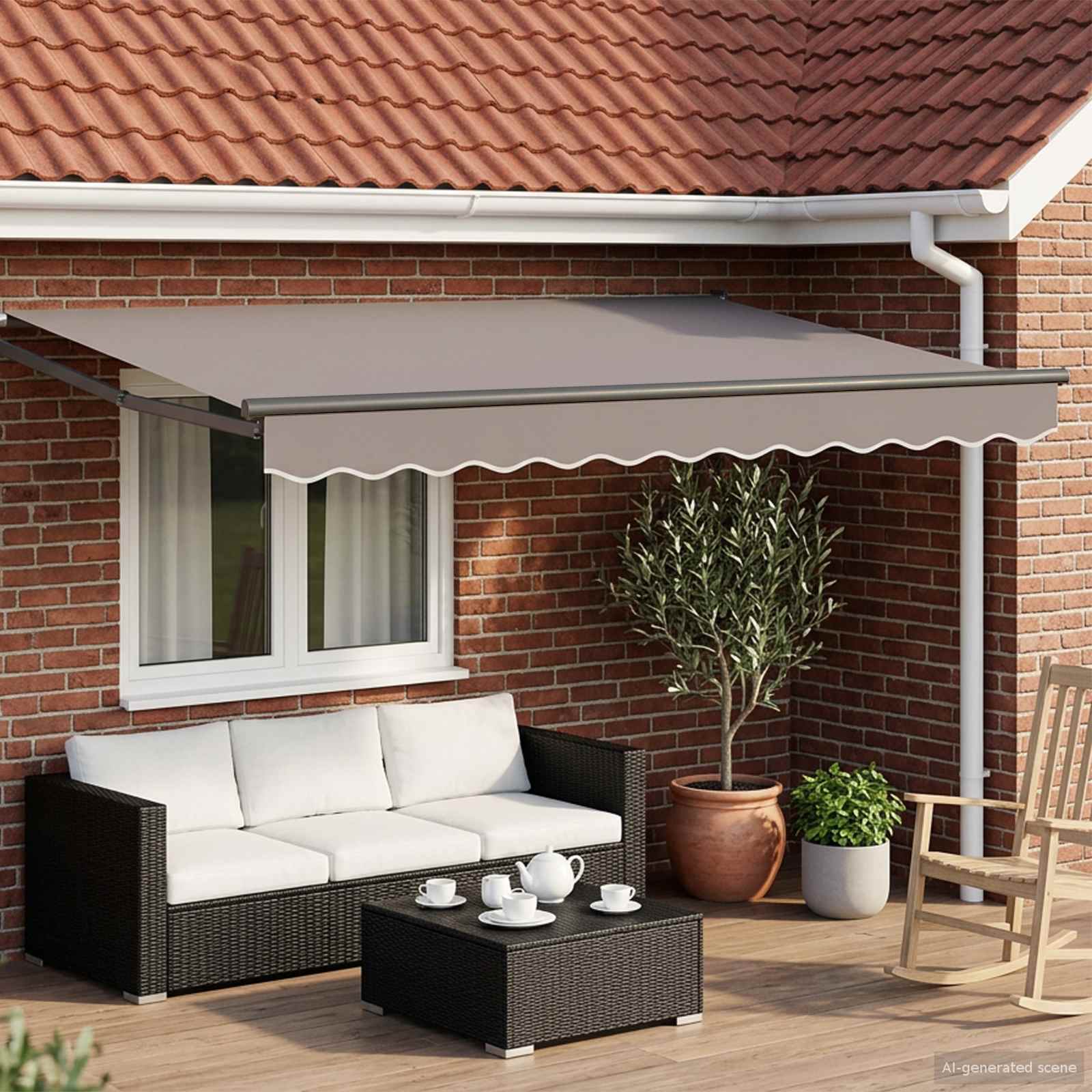 Ausziehbarer Sonnenschirmrahmen Weiß 300 x 250 cm Aluminium