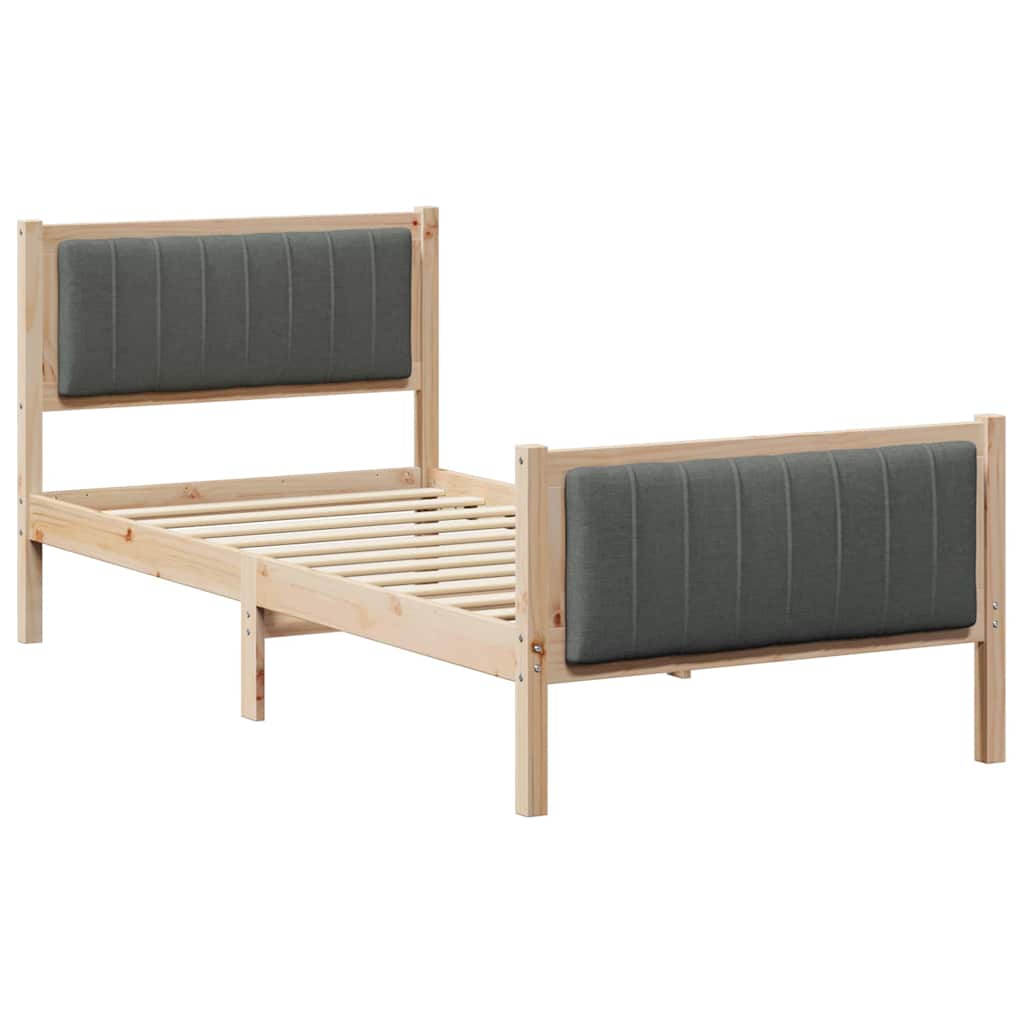 Bettgestell Braun und hellgrau 200 x 200 cm Massivholz Kiefer