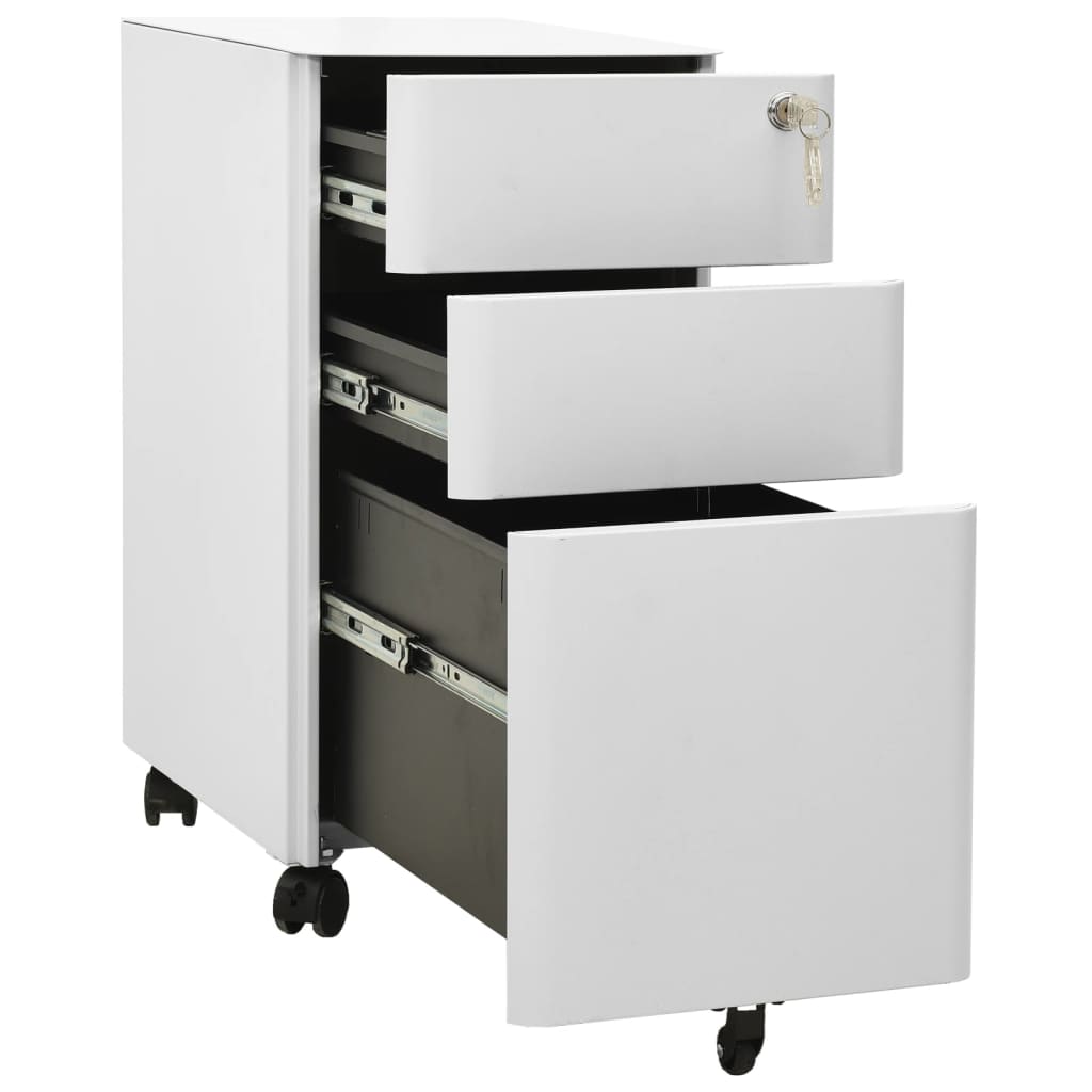 Aktenschrank mit Rollen Weiß 30x45x59 cm Stahl