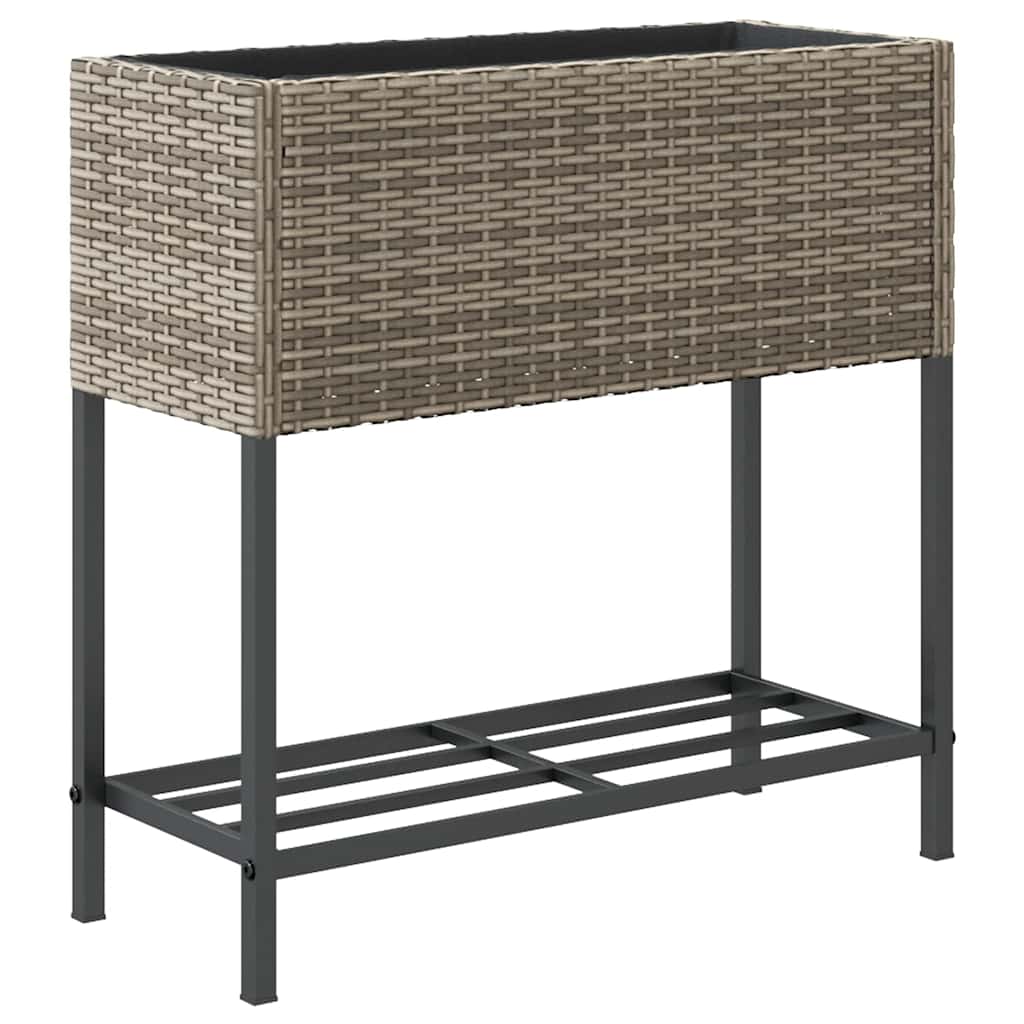 Hochbeete mit Ablage 2 Stk. Schwarz 70x28x70 cm Poly Rattan