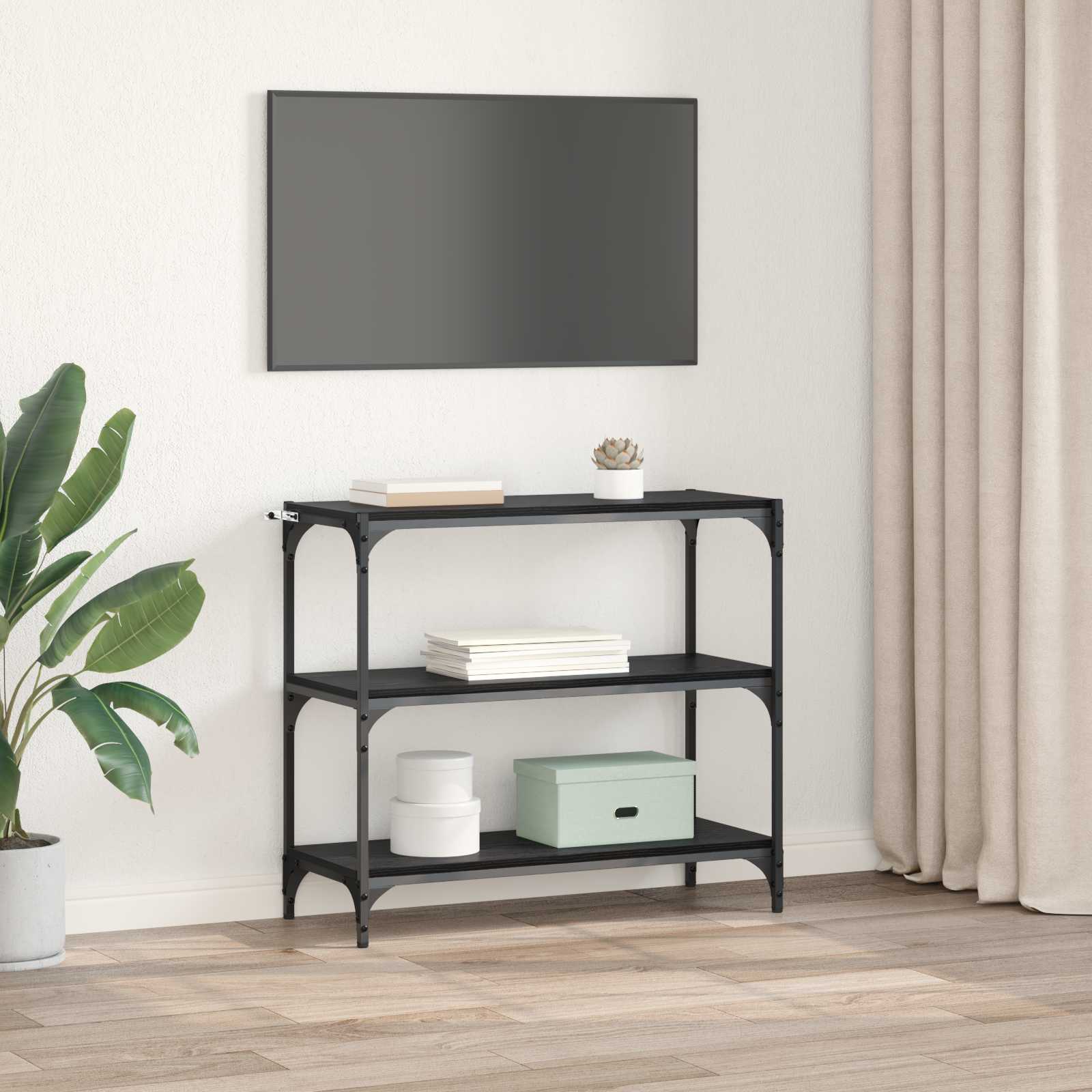 Bücherregal Schwarz 40x33x70,5 cm Holzwerkstoff und Stahl