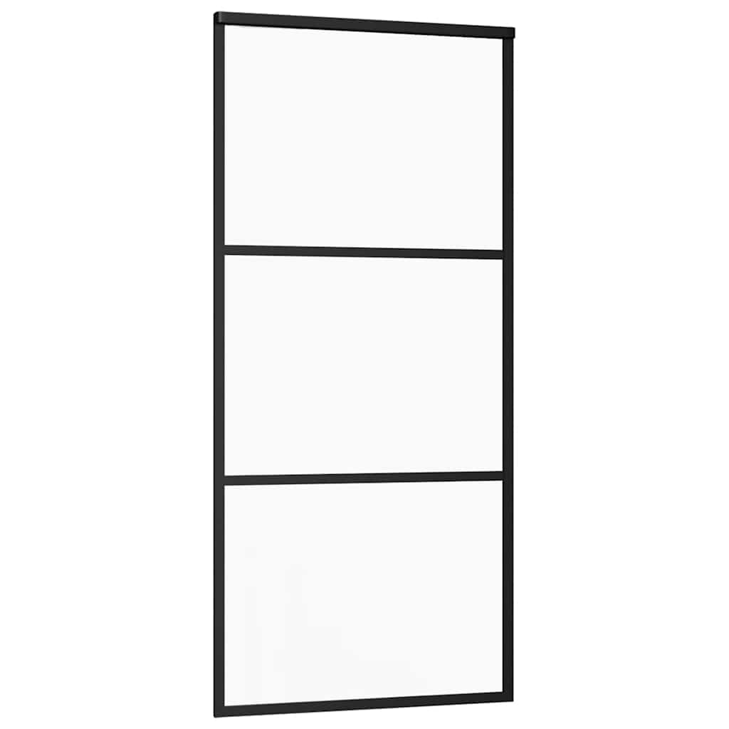 Schiebetür mit Beschlag Schwarz 76x205 cm ESG-Glas