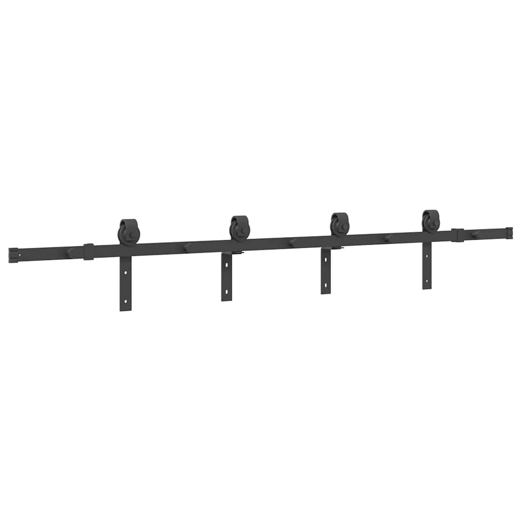 Schiebetürbeschlag-Set 183 cm Stahl Schwarz