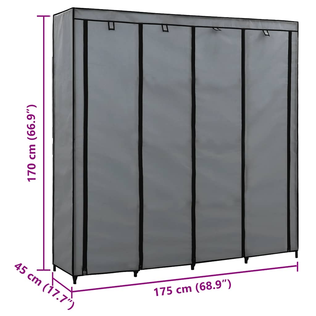 Kleiderschrank mit 4 Fächern Schwarz 175 x 45 x 170 cm