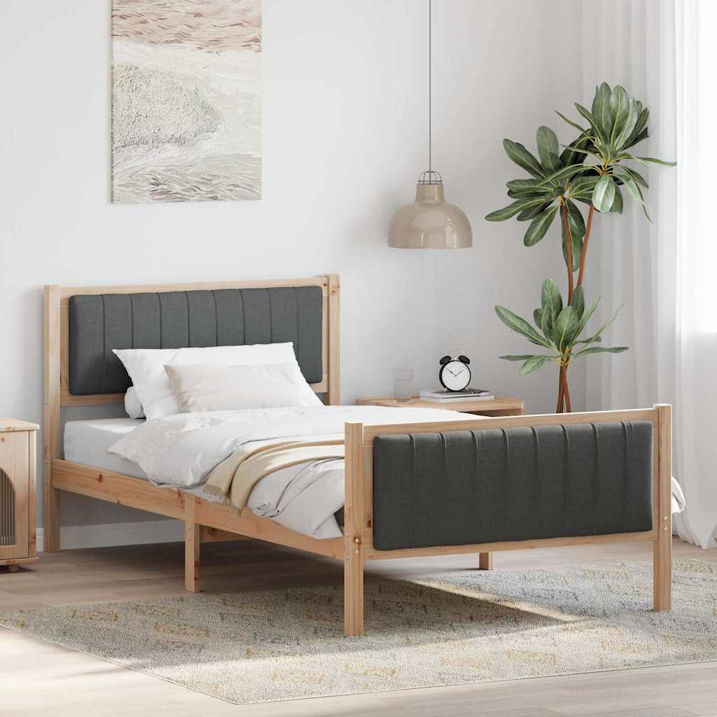 Bettgestell Braun und hellgrau 200 x 200 cm Massivholz Kiefer