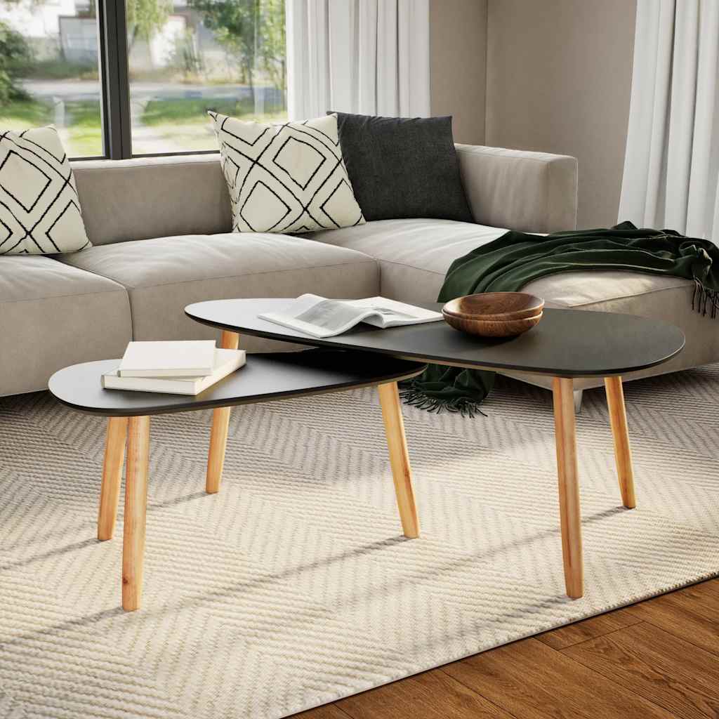 2-tlg. Couchtisch-Set Massivholz Kiefer Weiß
